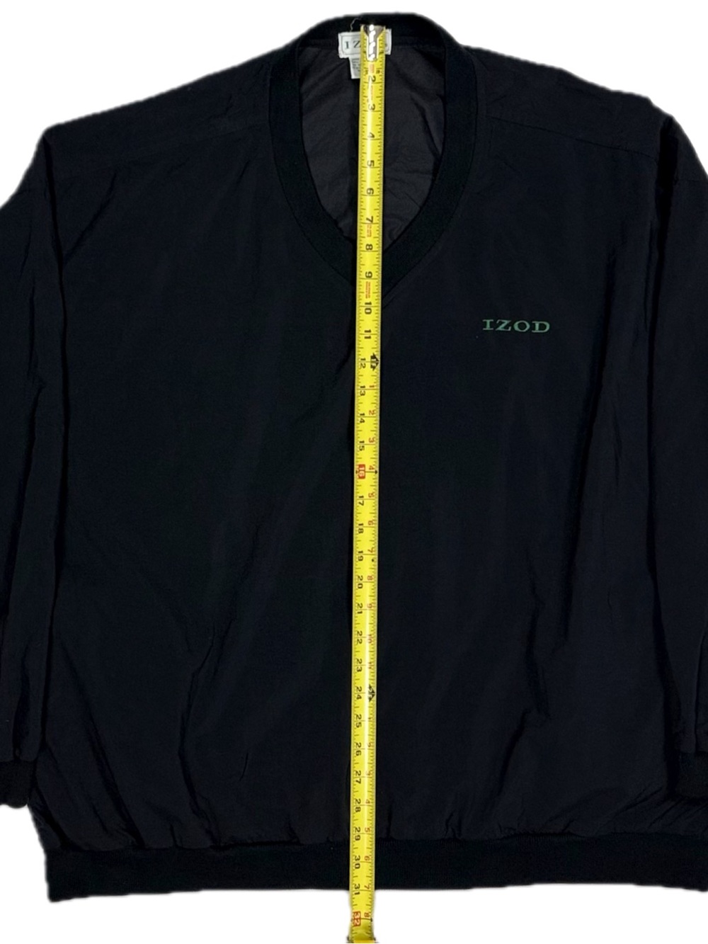 Vtg 90s IZOD black green embroidered logo microfiber windbreaker pullover men XL - Picture 3 of 8